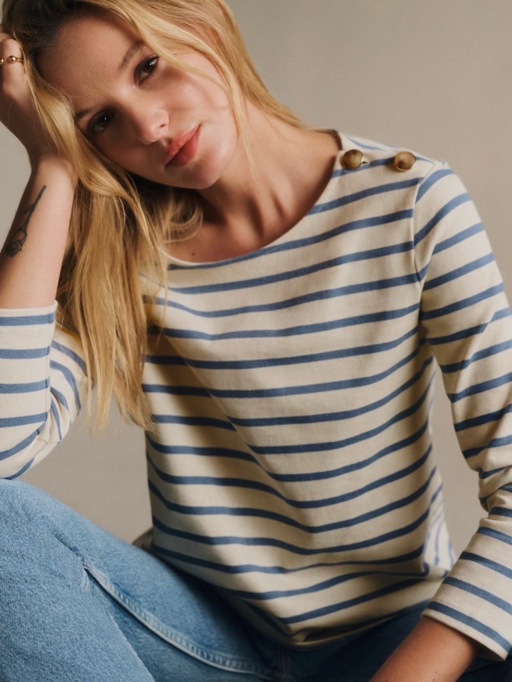 Sézane Colette Marinière T Shirt Top in XS